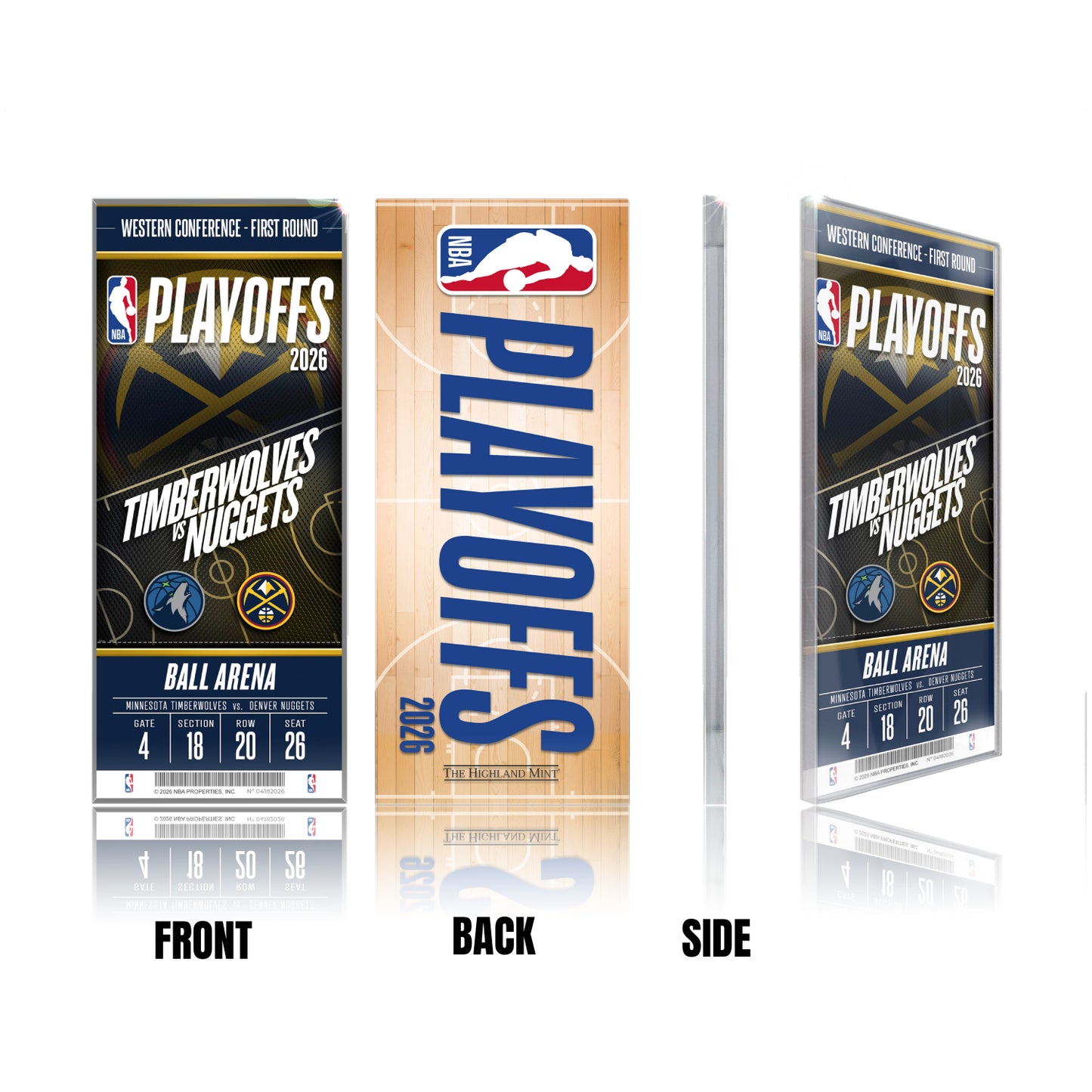 Denver Nuggets 2026 NBA Playoffs 1st Round Acrylic Block Ticket