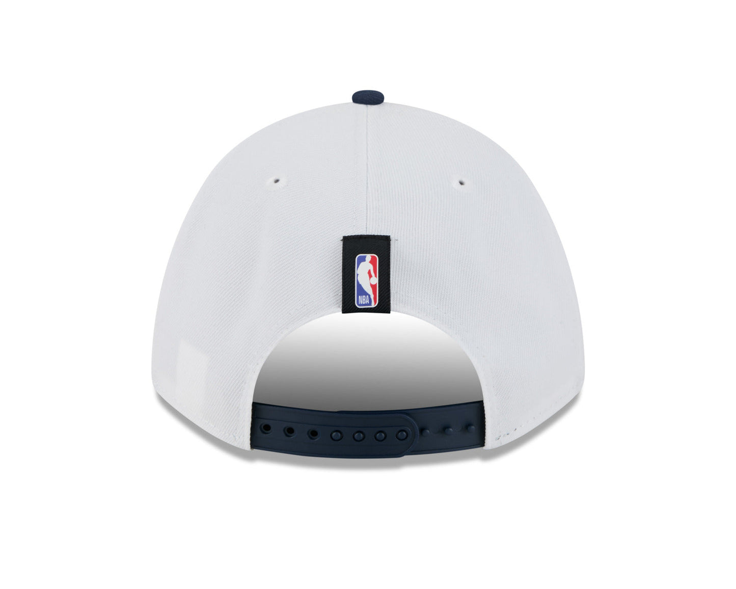 Hat for the 2025 draft, showcasing the Denver Nuggets logo in New Era's style 9-Forty design. White cap with navy bill, red script Denver Nuggets