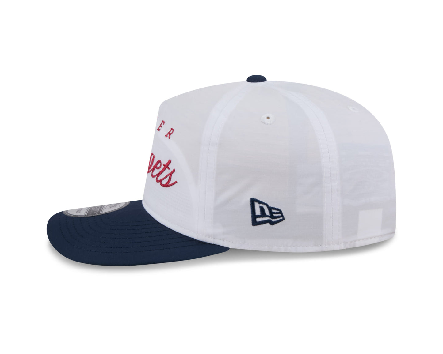 Hat for the 2025 draft, showcasing the Denver Nuggets logo in New Era's newest style 19Twenty design. White cap with navy bill, red script Denver Nuggets