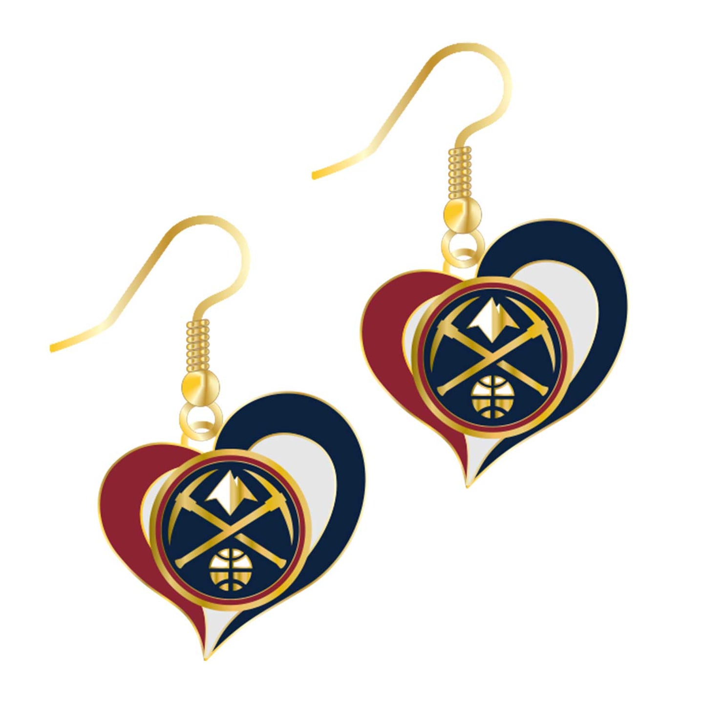 Heart-shaped earrings featuring the Nugget's logo, perfect for fans to show their team spirit.