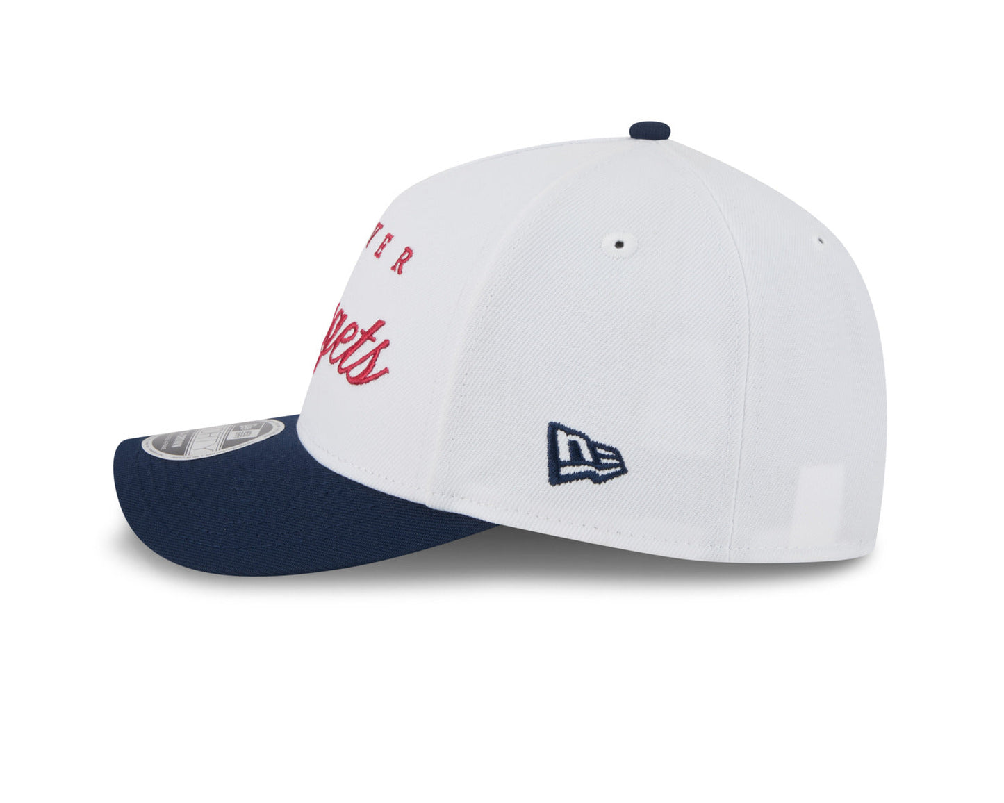 Hat for the 2025 draft, showcasing the Denver Nuggets logo in New Era's style 9-Forty design. White cap with navy bill, red script Denver Nuggets