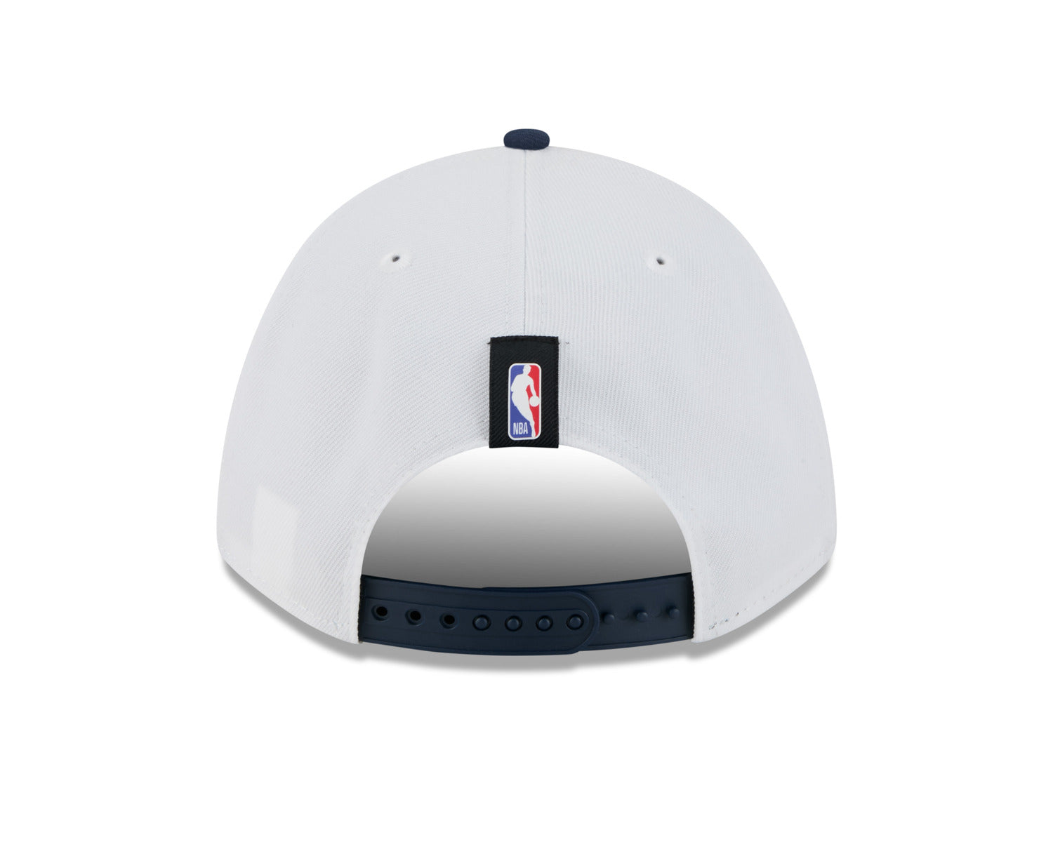 Hat for the 2025 draft, showcasing the Denver Nuggets logo in New Era's style 9-Forty design. White cap with navy bill, red script Denver Nuggets