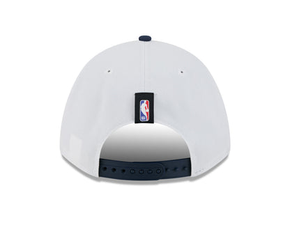Hat for the 2025 draft, showcasing the Denver Nuggets logo in New Era's style 9-Forty design. White cap with navy bill, red script Denver Nuggets