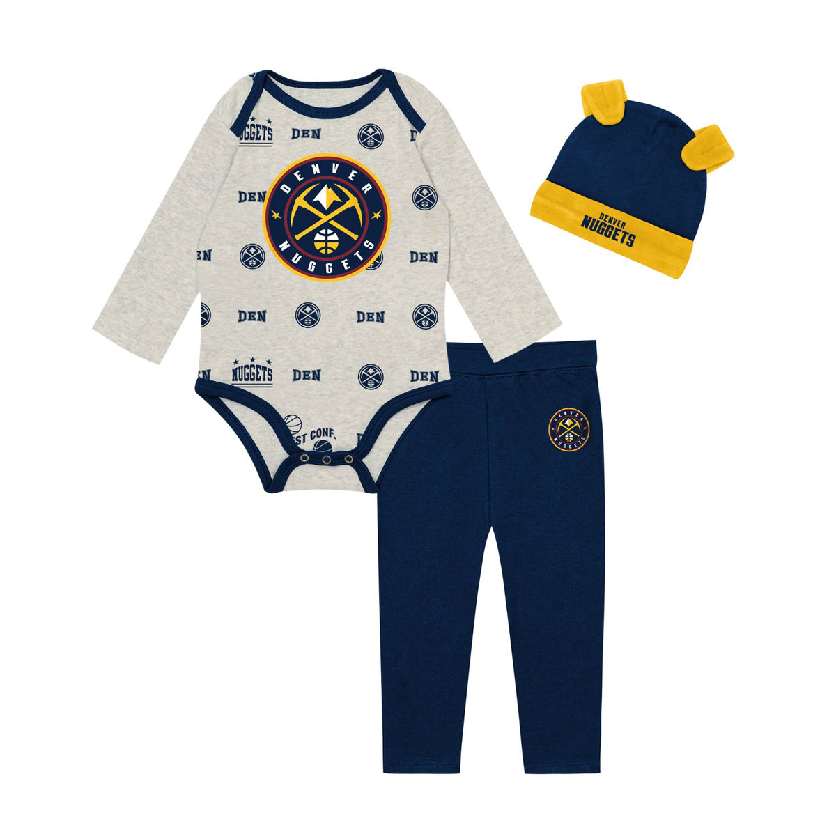 Denver Nuggets Pinch Post Creeper 3 Piece Set
