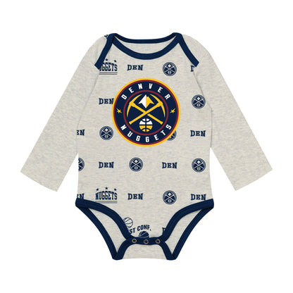 Denver Nuggets Pinch Post Creeper 3 Piece Set