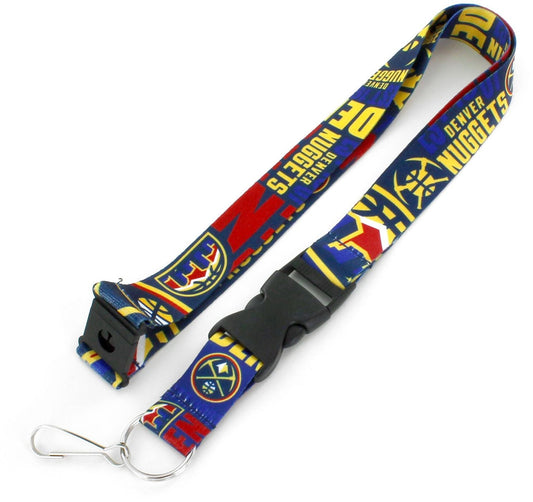 A stylish lanyard with a blue and yellow pattern, ideal for securing badges or keys.